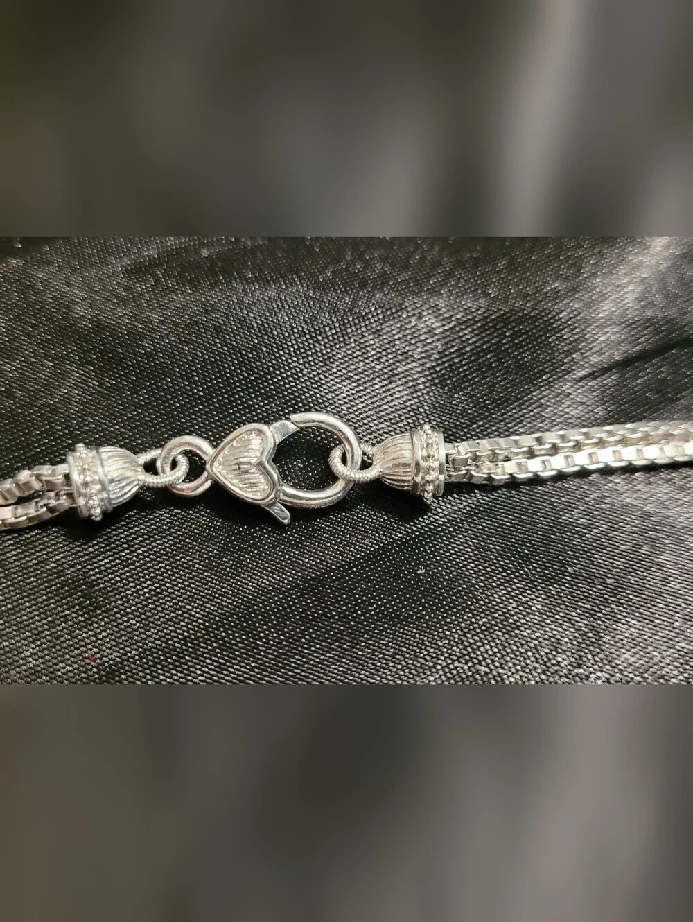 Judith Ripka, Rare Find,  Signature Textured Sterling Silver Heart-themed CZ 18